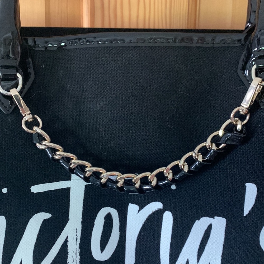 Victoria’s Secret black tote bag with metal stud detail and chain accent - Picture 2 of 8